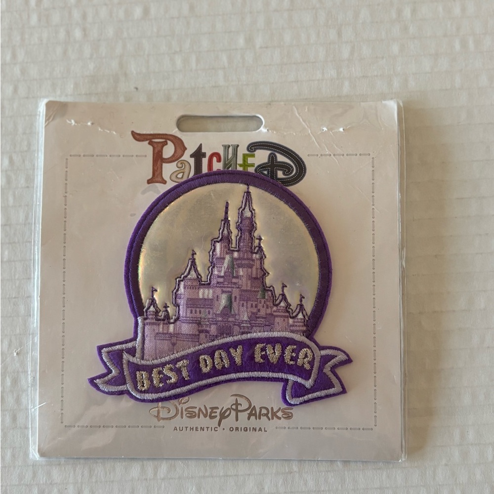 Disney Parks Patched "Best Day Ever" Holographic Castle Patch NIP